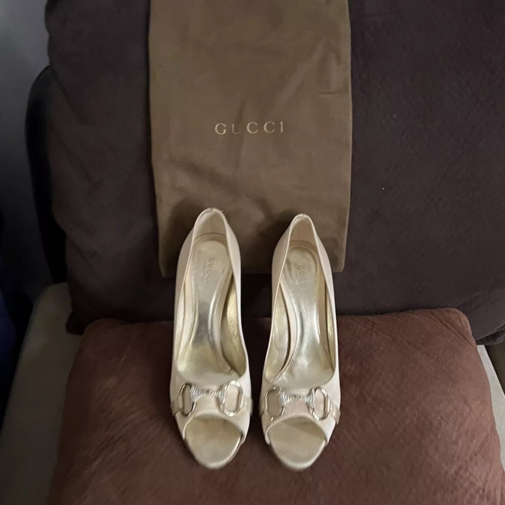 Gucci Crystal peep toe heel. Half Bottom Sole Added. Size 38.5 / US 8.5 B